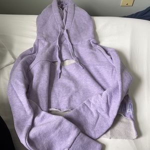 Purple Gymshark Cropped Raw Edge Hoodie